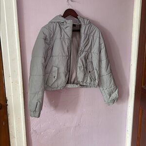 Forever 21 Shimmering Silver Puffer Jacket